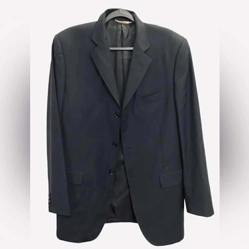 Dolce & Gabbana 3-Button Men's Wool Suit Jacket Black Size 44 Blazer